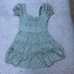 Green mini flower dress